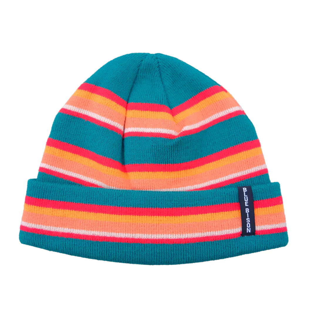 Blue Bison Striped Cuff Beanie