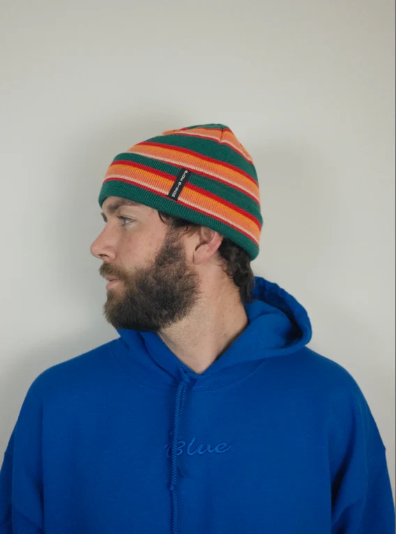 Blue Bison Striped Cuff Beanie - Image 2