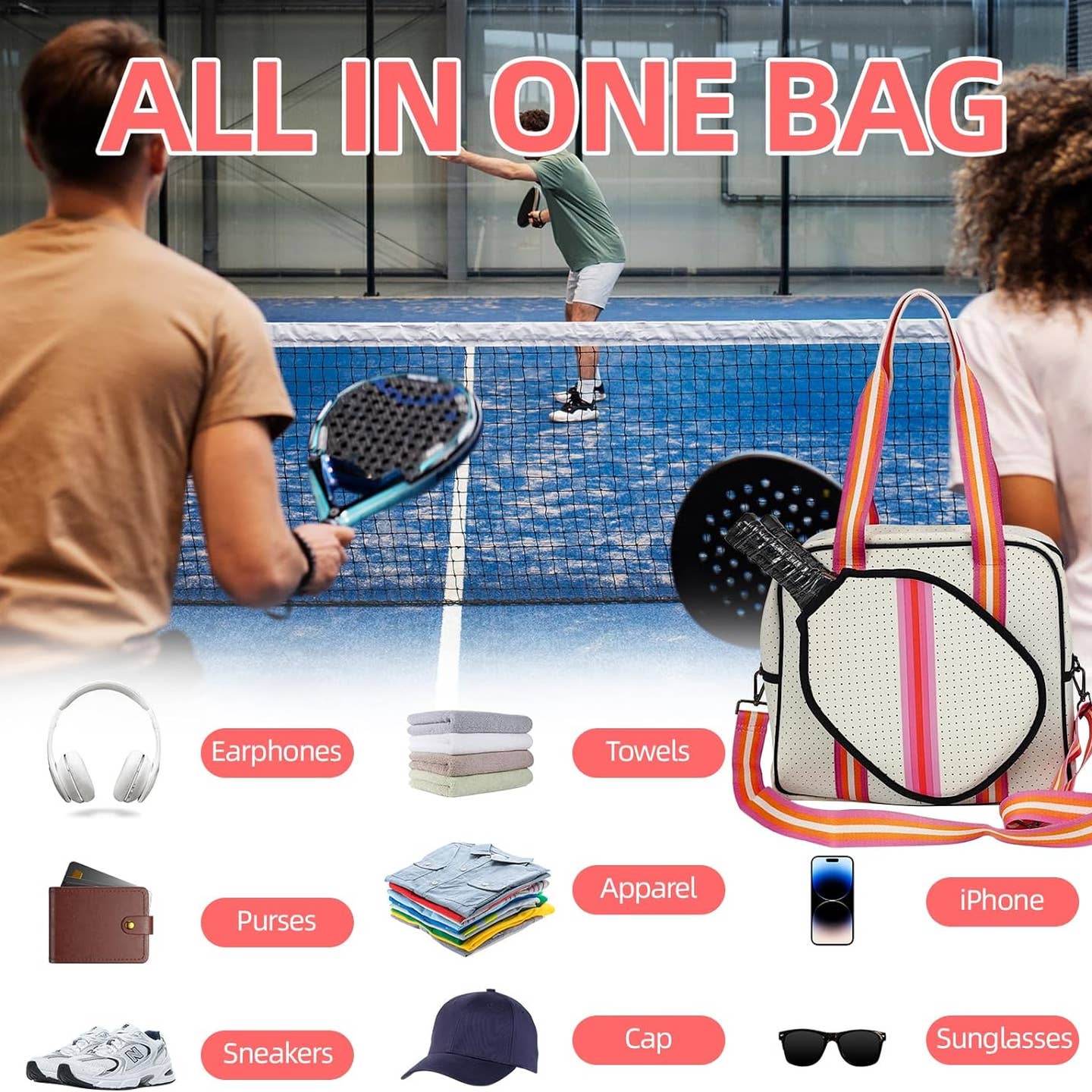 Neoprene Crossbody Sling Pickleball Bag - Image 4